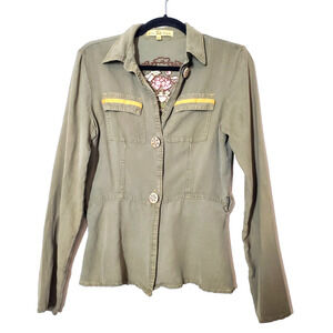 VTG‎ Green Dragon Y2K Womens Top 100% Silk Embroidered Peplum Unique Buttons